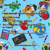 BACK TO SCHOOL SEAMLESS PATTERN BLUE