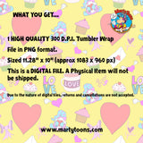 Valentine Seamless Tumbler Wrap, Cute Hand drawn Valentine Design.