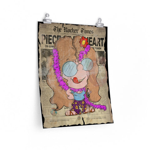Classic Rock Janis inspired Lil Rocker Cartoon Poster 16" x 20"